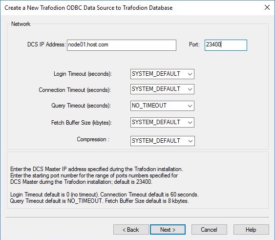 Windows ODBC Admin Create Data Source Network Screen