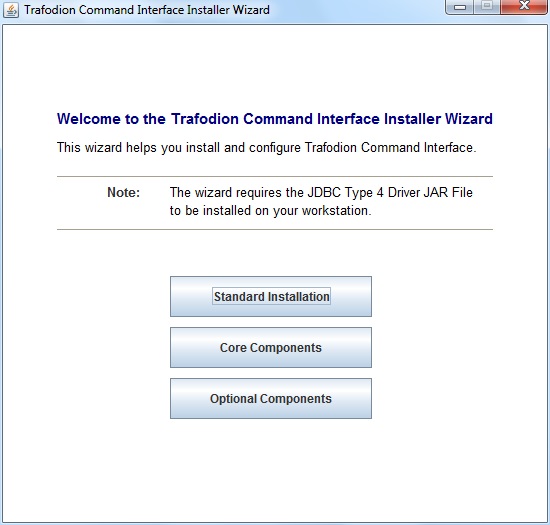 trafci Installer Wizard welcome screen