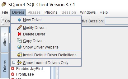 SQuirreL New Driver Dialog Box