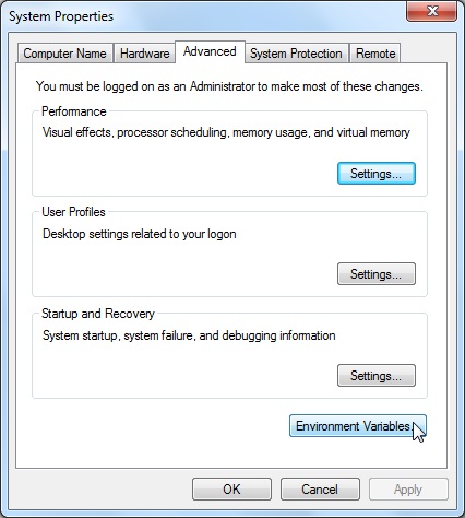 Click Environment Variables button