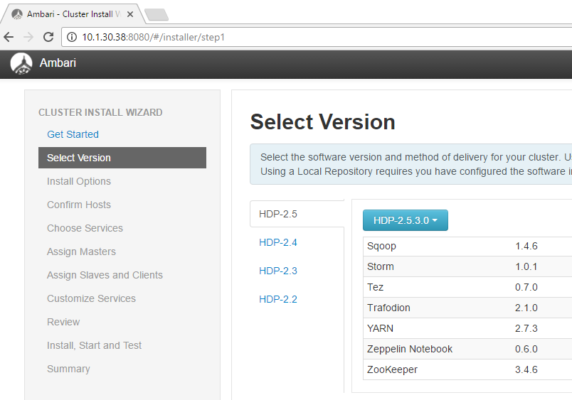 Ambari Stack Versions