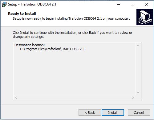 Windows ODBC Ready to Install Screen